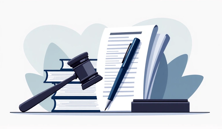 Illustration of legal documents and a pen, symbolizing data protection laws