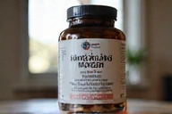 Zbliżenie na etykietę produktu Siła Mężczyzny